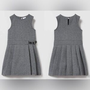 Zara Girls Houndstooth/Herringbone Sleeveless Buckle Pleated Pinafore Dress